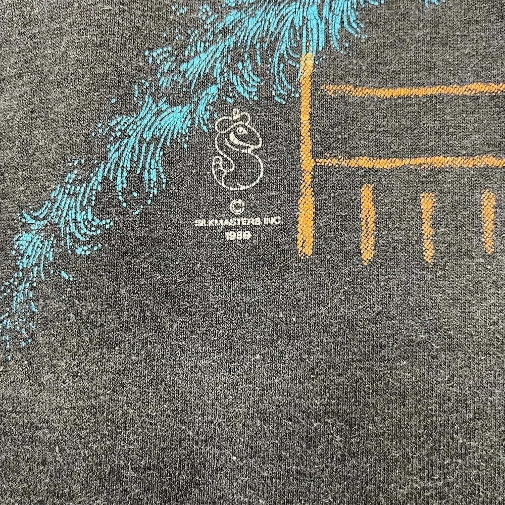 Vintage Black‎ Bear Shirt Mens L Faded Black Wildlife Graphic Oneita Nature 80s